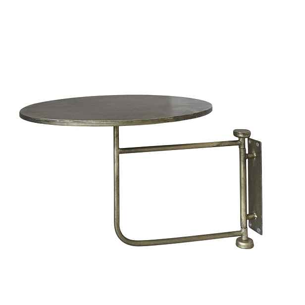 Mosazný antik kovový kulatý nástěnný stůl Tin Wall Table - 30*40 cm Chic Antique