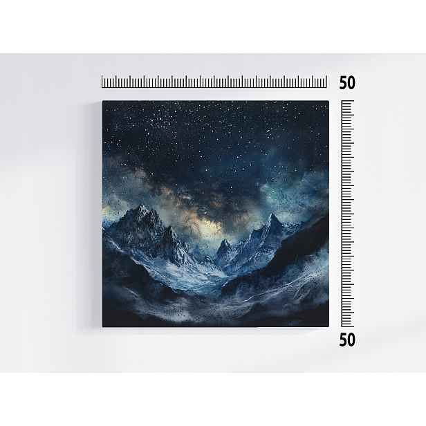 Obraz Na Plátně Canvas Pohled Na Krajinu Hory Vrcholky Zima Nebe Hvězdy 50x50