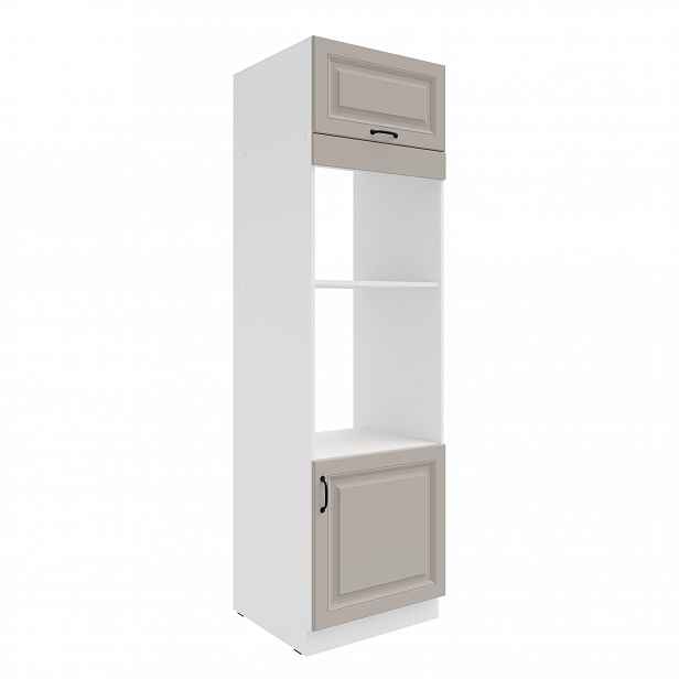 Vysoká skříňka pro vestavnou a mikrovlnou troubu Stilo 60 DPM-210 2F Barva korpusu: Bílá, Barva dvířek: Clay Grey