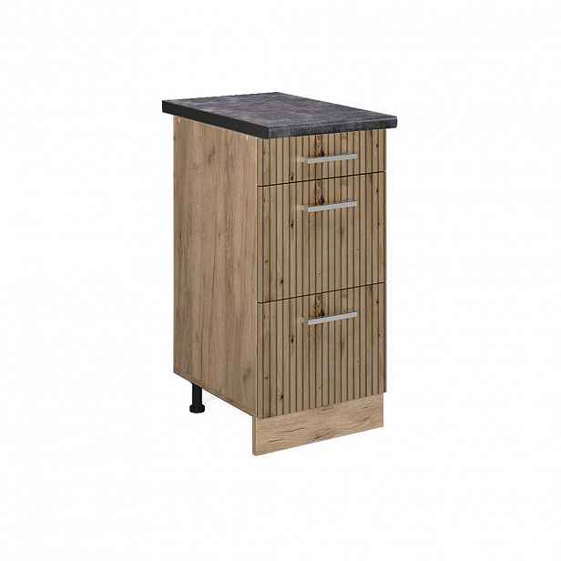 Vicco SPODNÍ SKŘÍŇKA KUCHYŇSKÉ LINKY R-Line Řemeslný dub 40 cm se zásuvkami, PD Antracit