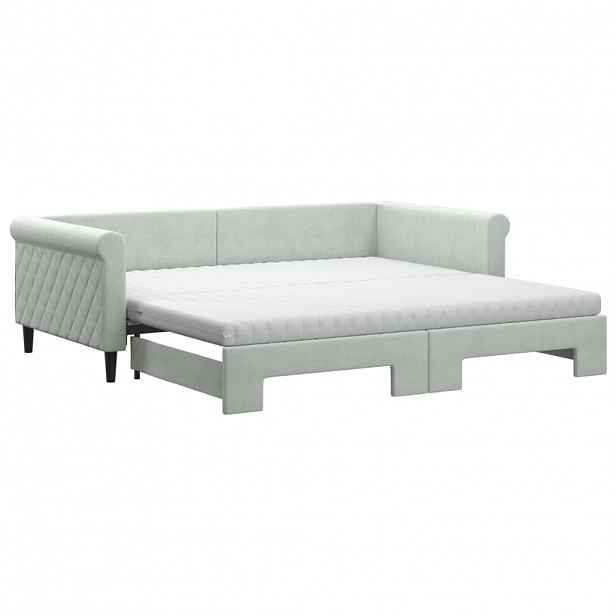 vidaXL Válenda s přistýlkou a matracemi světle šedá 100x200 cm samet