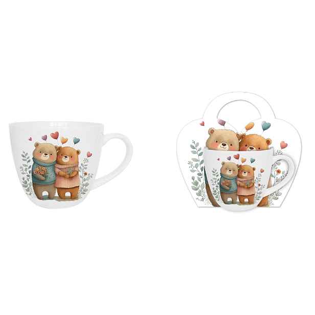 DUO - Hrnek 460ml BEARS 2 v košíku