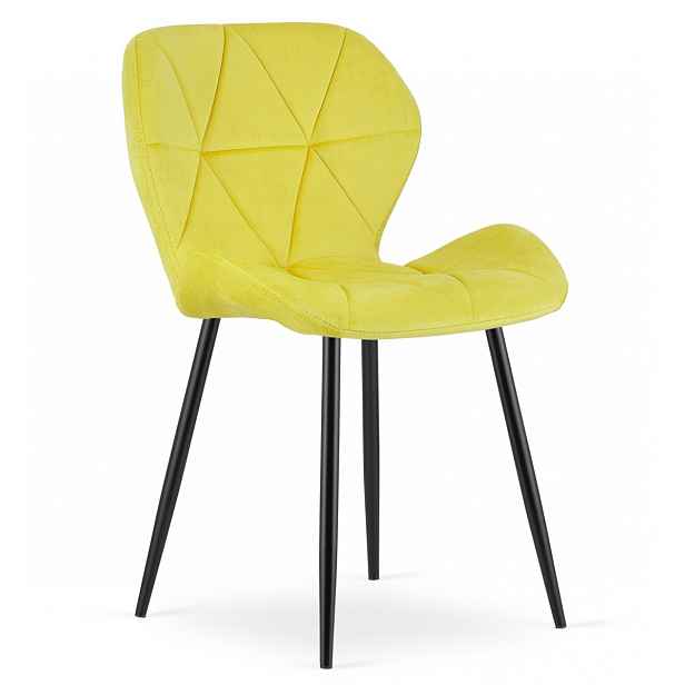Jídelní židle MANGO VELVET s černými nohami, žlutá