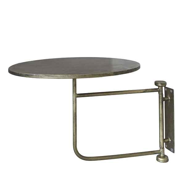 Mosazný antik kovový kulatý nástěnný stůl Tin Wall Table - 35*45 cm Chic Antique