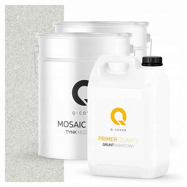 Mozaiková Omítka Bílá M01 Pryskyřičná Ozdobná Vnější 2x 12,5KG Zemina
