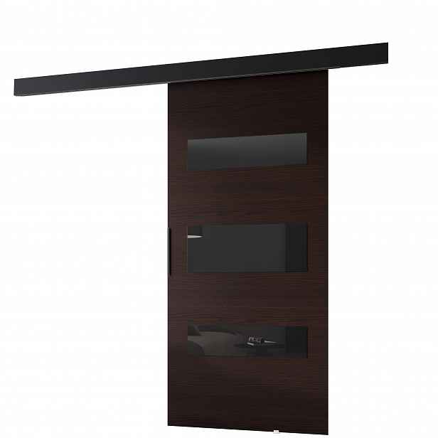 Posuvné interiérové dveře BARRET 14 - 76 cm, wenge / černé