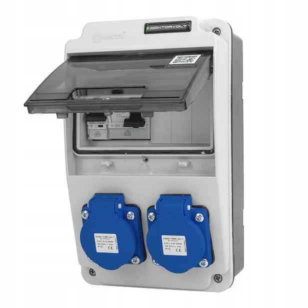 Stavební rozvaděč 2x230V 16A Xs chráněný elektrickým rozvaděčem