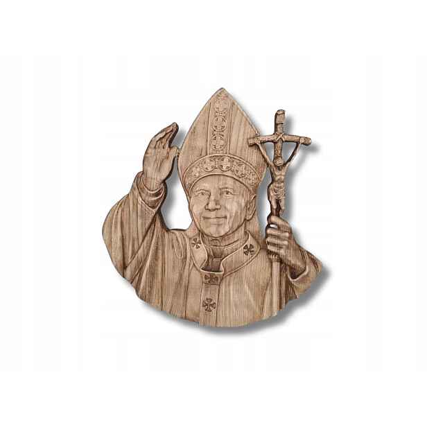 Svatý Jan Pavel 120 cm, dřevěná nástěnná socha, stylový dekor kostela