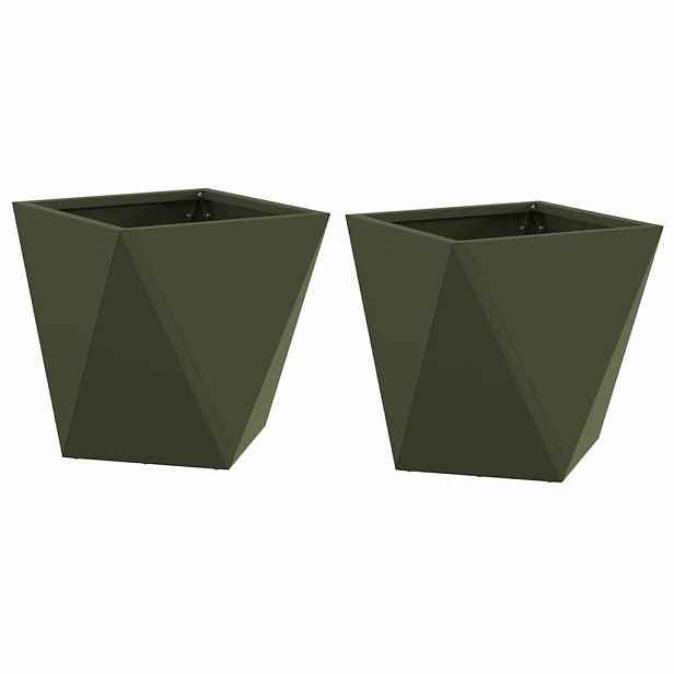 vidaXL Truhlík 2 ks Olivově zelená 30 x 30 x 30 cm Ocel
