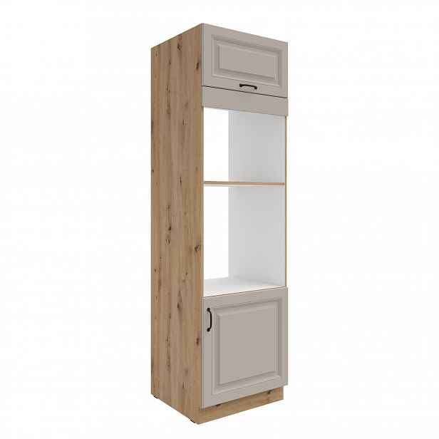 Vysoká skříňka pro vestavnou a mikrovlnou troubu Stilo 60 DPM-210 2F Barva korpusu: Dub artisan, Barva dvířek: Clay Grey