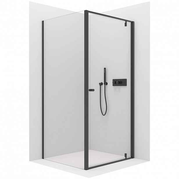 Sprchový kout Ferri L/P - 6 mm - černá matná, transparentní sklo - 80x80x195 cm - pivotový
