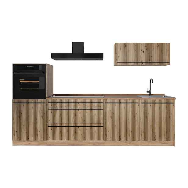 Vicco KUCHYŇSKÝ KOUT R-Line, Řemeslný dub/Zlatý mocný dub, 280 cm pracovná doska Dub Goldkraft