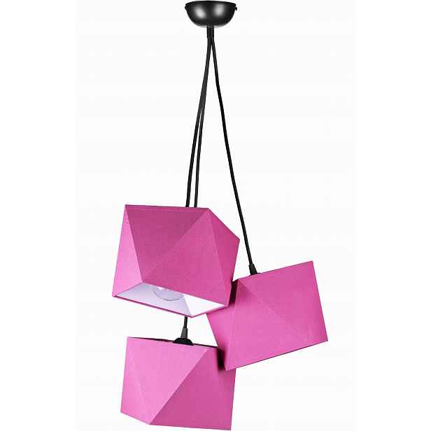 Závěsná lampa na tři stínidla růžová Trio