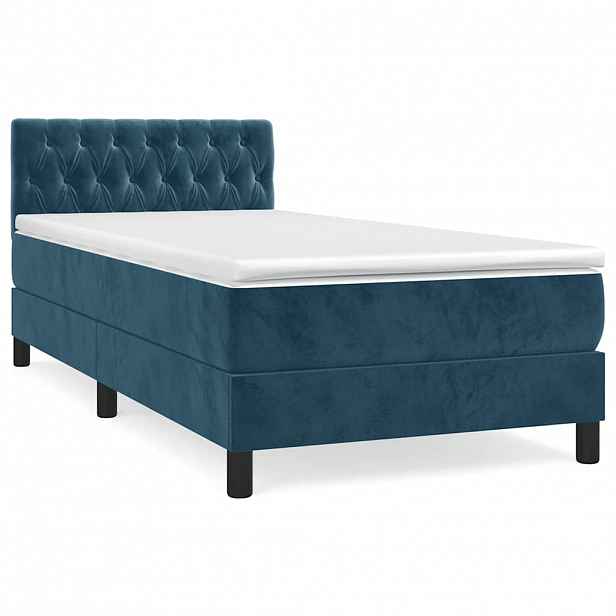 vidaXL Box spring postel s matrací tmavě modrá 100x200 cm samet