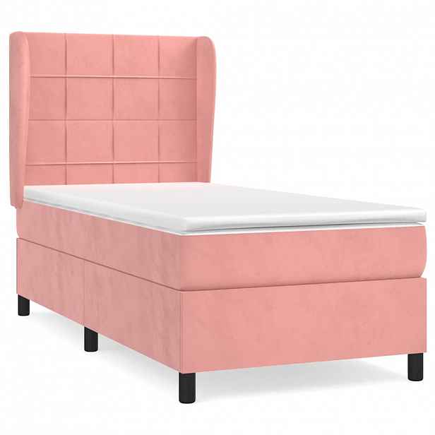 vidaXL Box spring postel s matrací růžová 90x190 cm samet