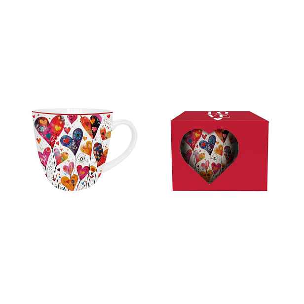 DUO - Hrnek 460ml COLORFUL HEARTS 1 v košíku