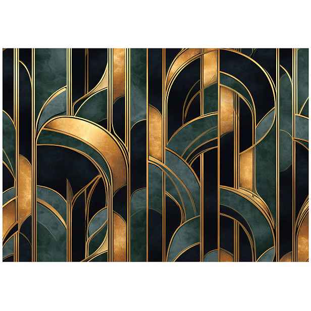 Fototapeta Zlatý Art Deco Černá Tapeta Do Předsíně Obývacího Pokoje Kanceláře 400x280