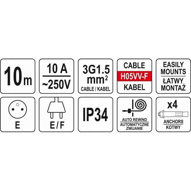 Prodlužovací Kabel Na Navíječi Elektrický Automat 10 M 1 M