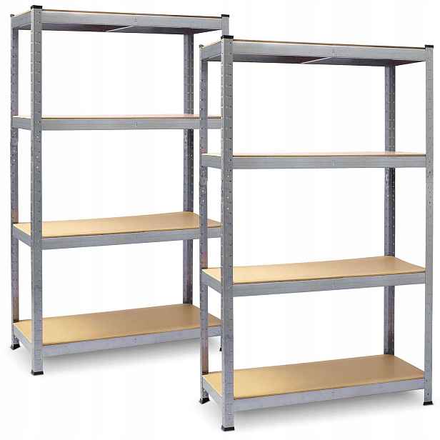 Set 2x Kovový Skladový Regál 2v1 Garážový Plonos 150x75x30cm