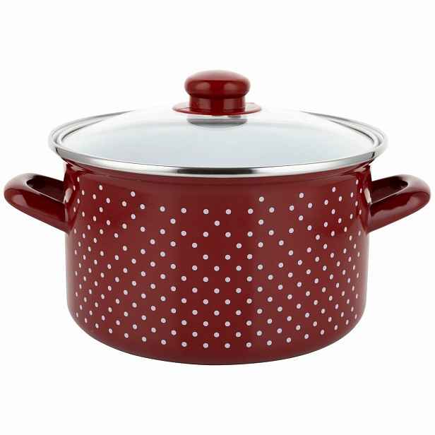Smaltovaný hrnec RETRO 18 cm, červená