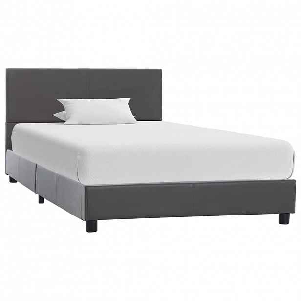 vidaXL Rám postele šedý umělá kůže 90 x 200 cm