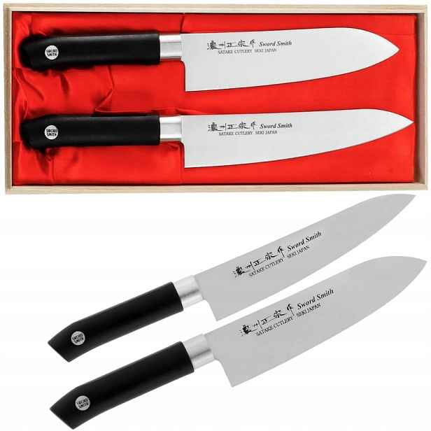 Satake Sword Smith Japonská sada 2 nožů Nůž Santoku a šéfa jako Dárek