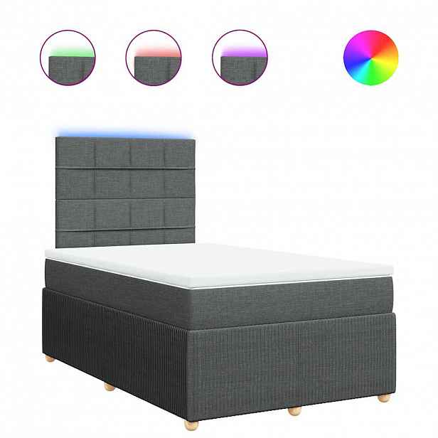 vidaXL Box spring postel s matrací tmavě šedá 120x200 cm textil