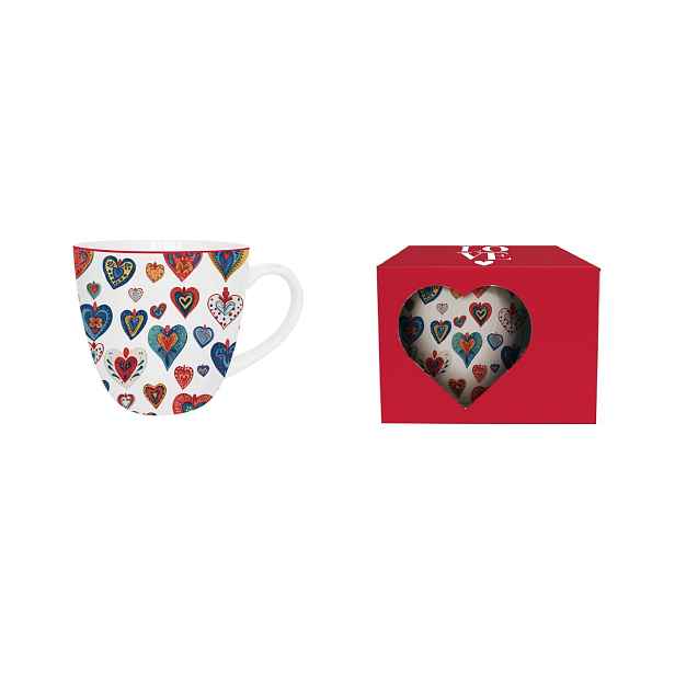 DUO - Hrnek 460ml COLORFUL HEARTS 3 v krabičce