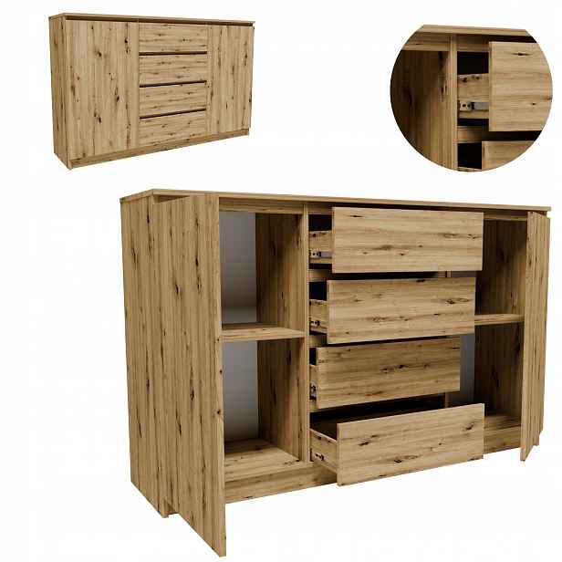 Komoda K1602D4SZART artisan velká skříňka zásuvky regál na oblečení hračky