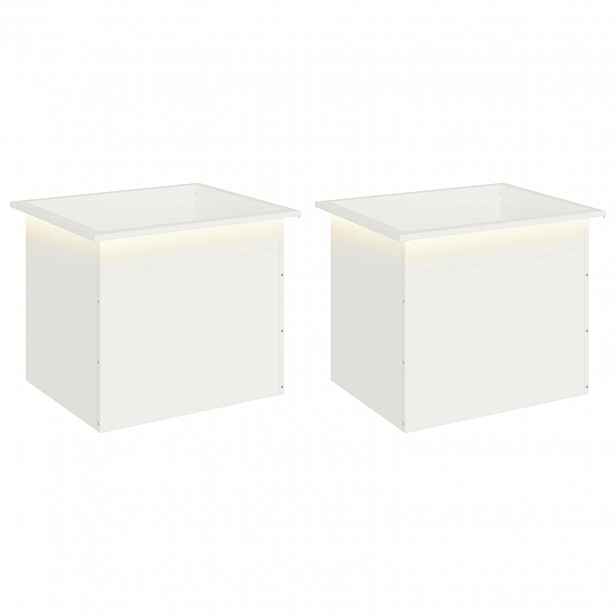 vidaXL Zahradní truhlík s LED osvětlením 2 ks Bílá 50 x 60 x 48 cm