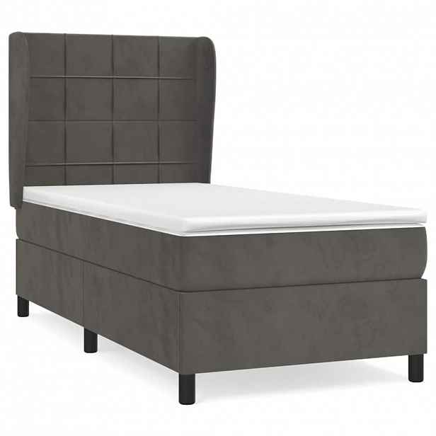 vidaXL Box spring postel s matrací tmavě šedá 90x200 cm samet