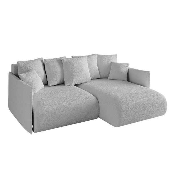 ALTDECOR ROHOVÁ SEDAČKA s funkcí spaní a otomanem, pravá ONESK-L 216x177x72 Světle šedá Buklé