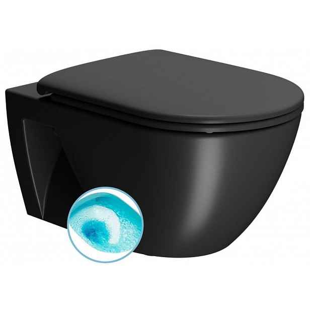 GSI - PURA ECO závěsná WC mísa, Swirlflush, 36x55cm, černá dual-mat 880726