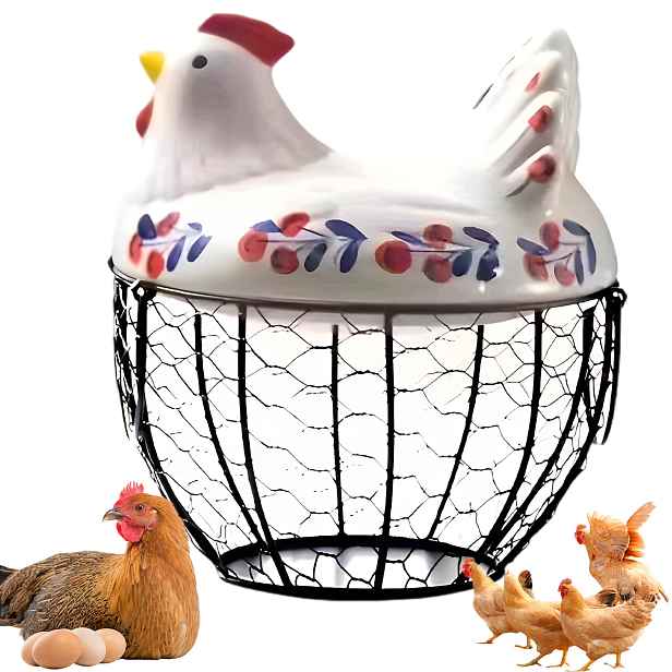 Organizér Na Vejce, Keramická Nádoba, Košík S Víkem 19,5×23,5 CM