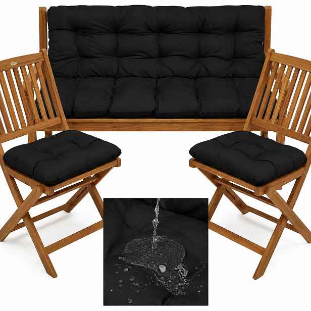 Polštáře na nábytek Vodotěsné, sada Rattan 180x60x50 cm 2x 45/45 Černá