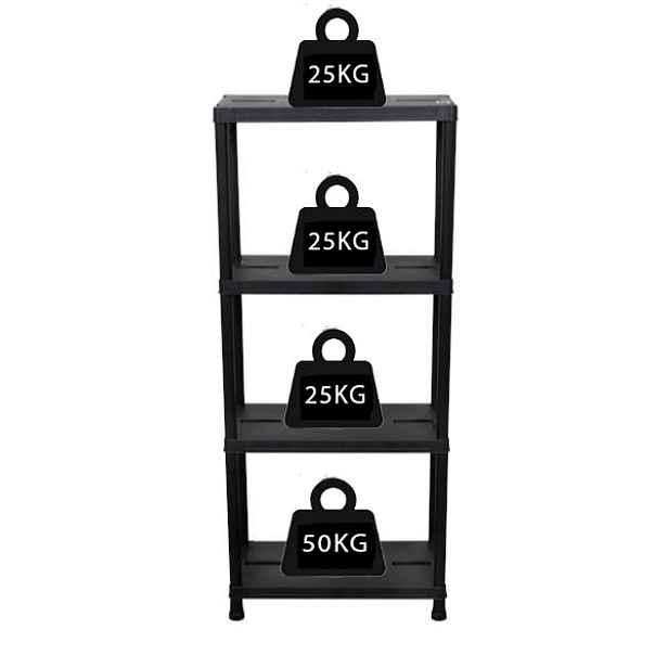 Skladovací Regál 125 kg Plastový 4 Police Odolný 60 x 30 x 138 cm