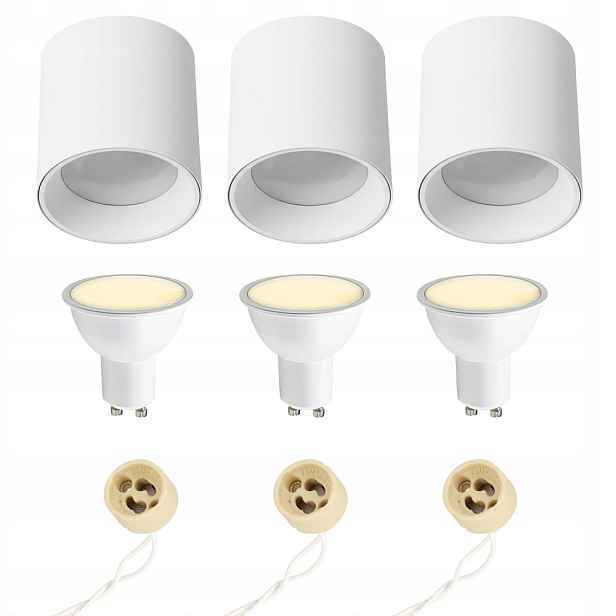 3x Horoz Stropní nástěnné svítidlo Tuba Salsa-xl Bílá GU10 6W 3000K