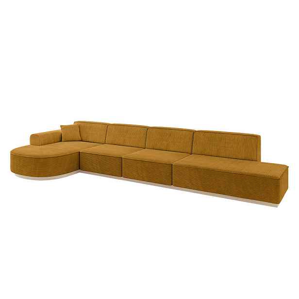 ALTDECOR ROHOVÁ SEDAČKA s otomanem, levá ARRIO-L3 413x171x83 Hořčicová Manšestr