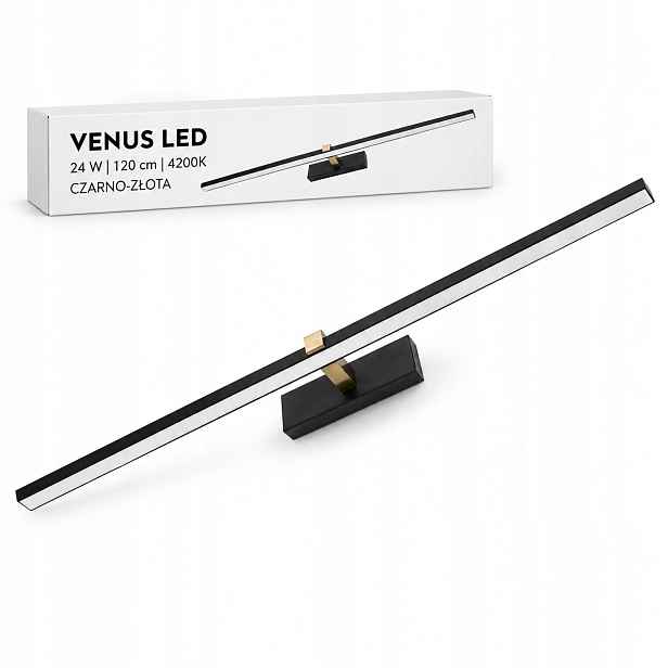 Nadobraz Venus 24W 120 cm nástěnná lampa černo-zlatá Led 4200K IP44 1640lm