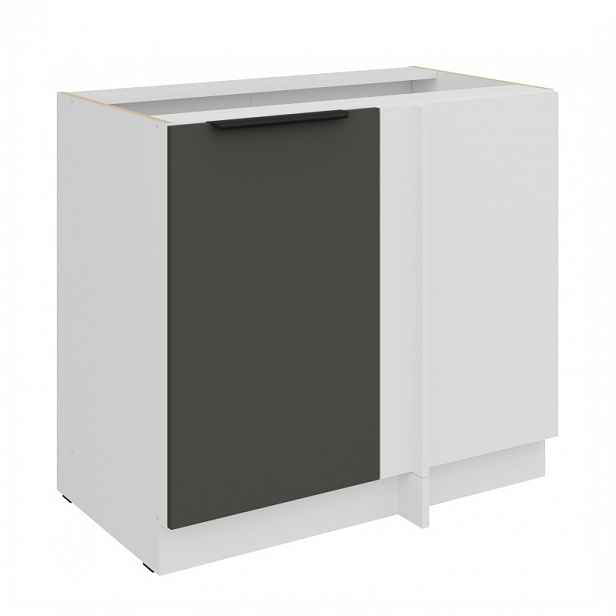 Prodloužená rohová skříňka LUNARA - šířka 90 cm, grafit / bílá