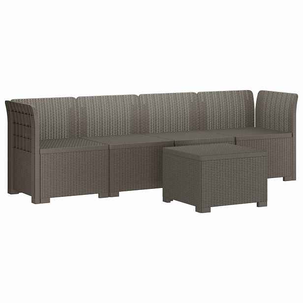 vidaXL 4-místná zahradní sofa v rattanu PP Světle šedá
