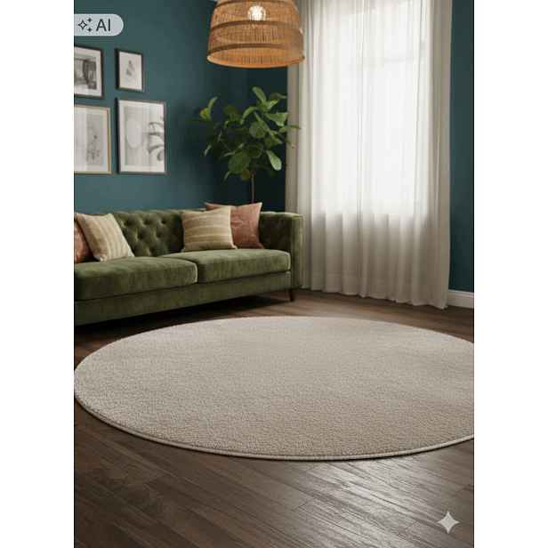 Koberec kulatý do obývacího pokoje 120 cm, vícebarevný, měkké štětiny, plyšový