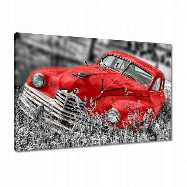Hodiny 60x40 Červené staré auto