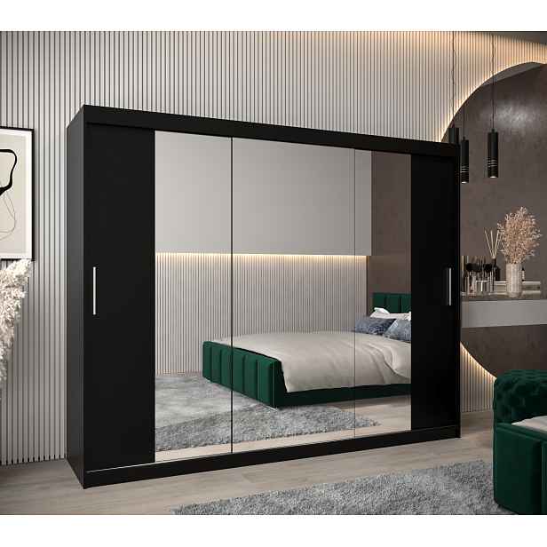 Šatní skříň Abi T2 Barva korpusu: Černá, Rozměry: 250 cm, Dveře: Černá