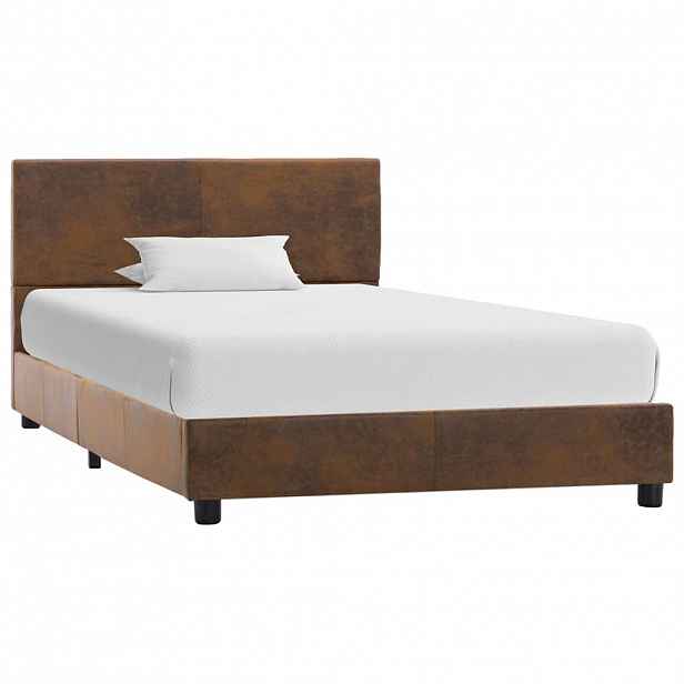 vidaXL Rám postele hnědý umělá broušená kůže 90 x 200 cm