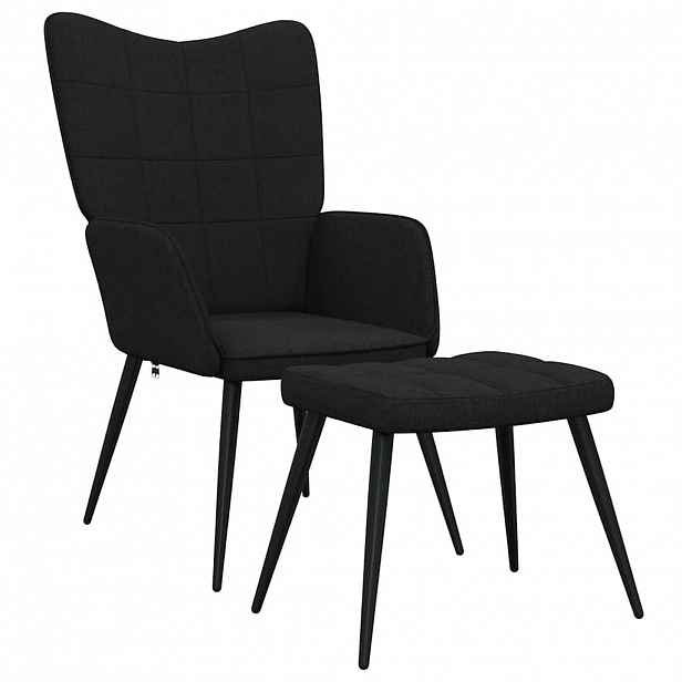 vidaXL Relaxační židle se stoličkou černá textil