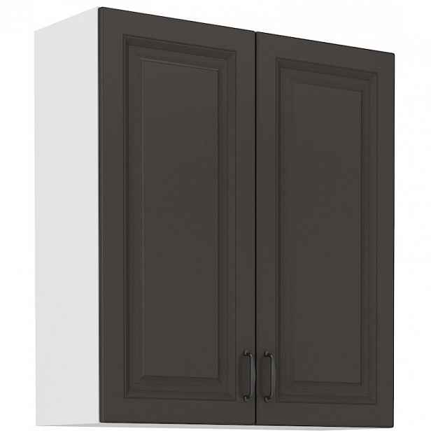 Vysoká horní skříňka SOPHIA - šířka 80 cm, tmavě šedá / bílá