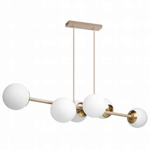 Závěsné stropní svítidlo skleněná koule 6xE27 Lustr Loft 90 cm béžová kašmírová