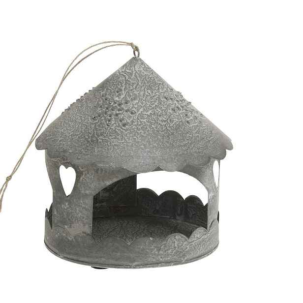 Zinkový antik kovový závěsný domek na svíčku Canie - 16*16 cm Chic Antique
