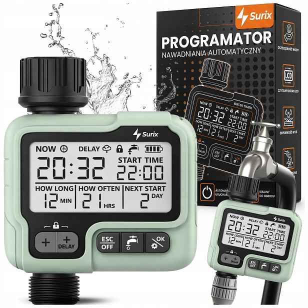 Časovač zavlažování Automatický LCD programátor vody Zahrada Kohoutek Ovladač